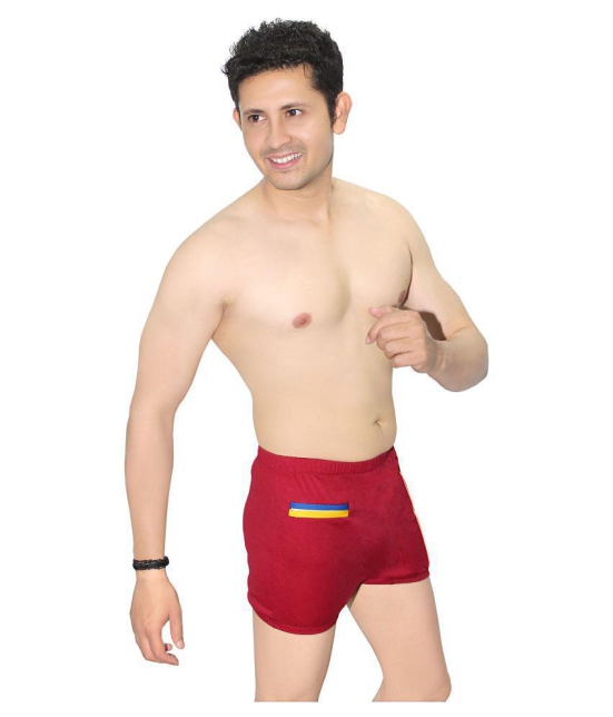 Goodluck Maroon Cotton Lycra Trunk - 38