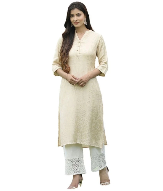 Juniper - Off White Rayon Flex Womens Straight Kurti ( Pack of 1 ) - None