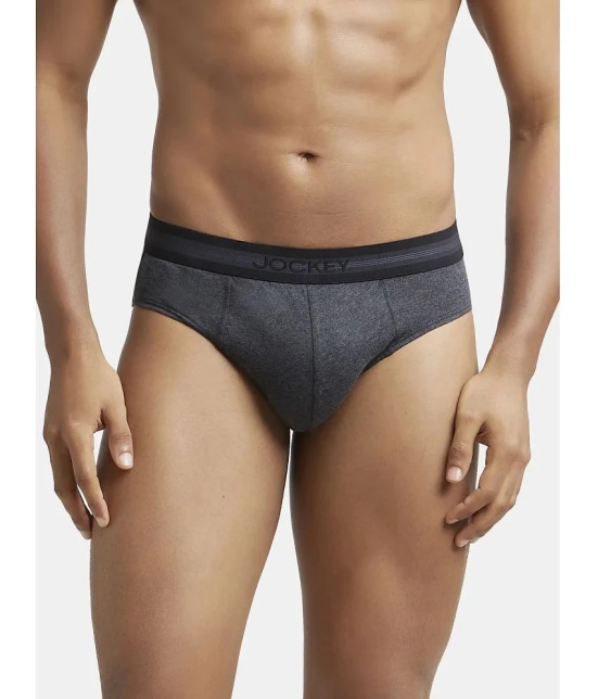 Jockey 1010 Men Super Combed Cotton Solid Brief with Stay Fresh Treatment - Black Melange - None