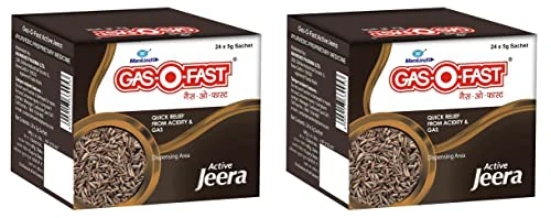 Mankind Gas-O-Fast For Relieving Acidity Active Jeera- 24x 5gSachet x Pack of 2