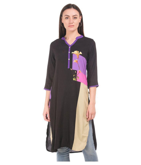 Karigaari Black Cotton Straight Kurti - XS