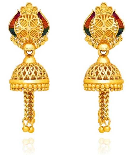 LUV FASHION Golden Jhumki Earrings ( Pack of 1 ) - Golden