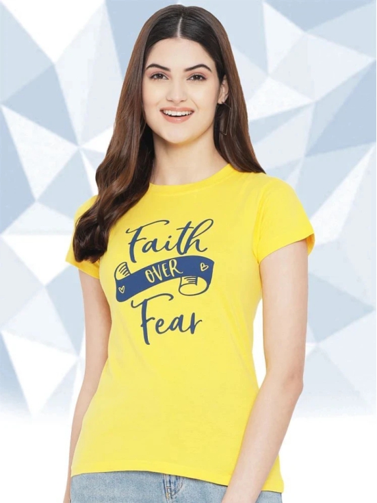 Fabflee - Yellow 100% Cotton Regular Womens T-Shirt ( Pack of 1 ) - None