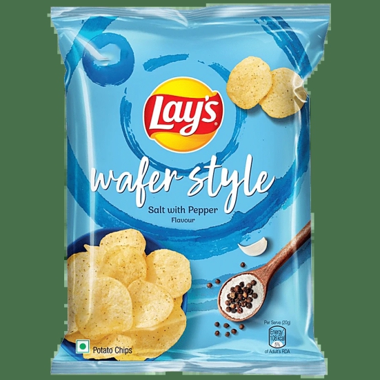 Lays Wafer Style Potato Chips - Salt With Pepper Flavour, Crispy Thin Snacks, 40 G