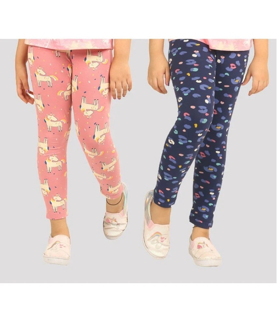 Ariel - Orange Cotton Girls Leggings ( Pack of 2 ) - None