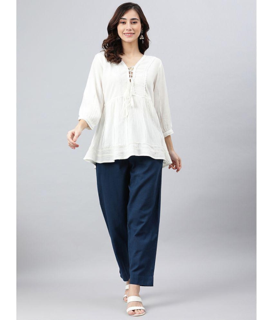 Janasya - White Rayon Women''s Empire Top ( Pack of 1 ) - None