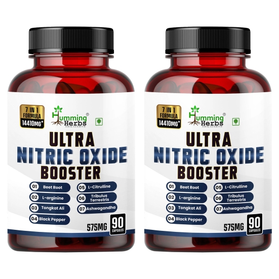 Humming Herbs ULTRA NITRIC BOOSTER - 7in1 | Beet Root, L-Arginine, Tongkat Ali, Black Pepper, L-Citrulline, Tribulus Terrestris & Ashwagandha - Enhance Energy, Performance, and Stamina, 90 Capsules - Pack of 2