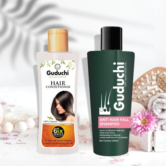 Guduchi Ayurveda  Anti-Hair fall Shampoo & Conditioner Combo For Hair Fall Control & Dry & Frizz Free Hair