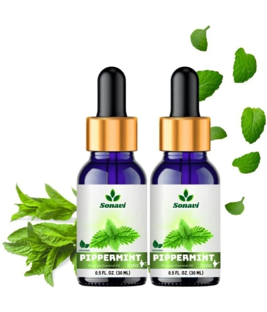 Sonavi Peppermint Stress Relief Essential Oil Green With Dropper 60 mL ( Pack of 2 )