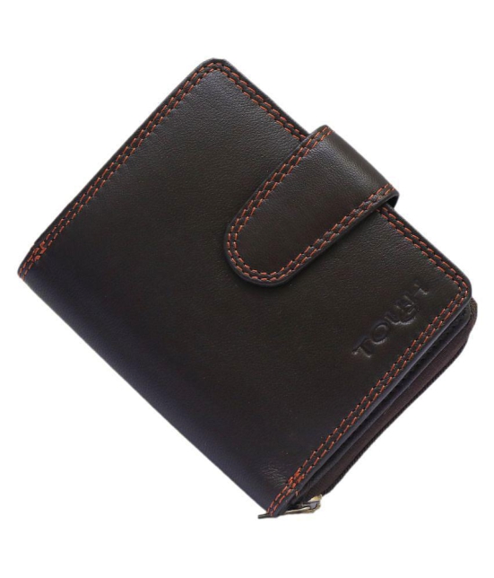 Tough Women Casual Brown Genuine Leather Wallet - Regular Size (11 Card Slots) - Brown