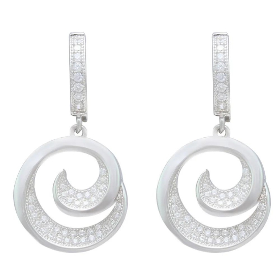 Circular Spiral CZ Earrings IJ15CSSER020