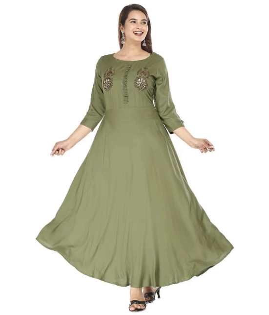 JC4U Rayon Green A- line Dress - Single - None