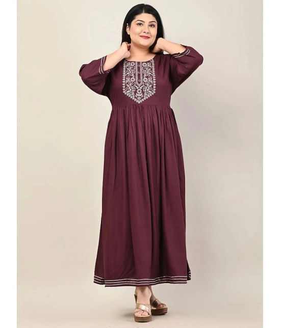 Swasti - Purple Cotton Blend Womens Anarkali Kurti ( Pack of 1 ) - None