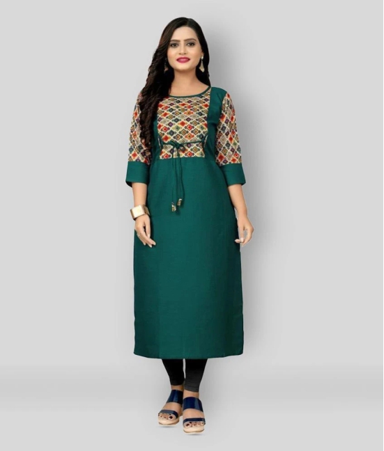 Rangrasiya - Green Cotton Blend Womens Straight Kurti ( Pack of 1 ) - 6XL