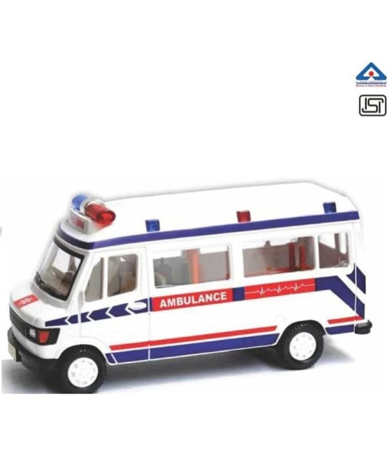 THRIFTKART - Ambulance Toy with Openable Tail Gate Detachable Stretcher Pull Back Action, White - White