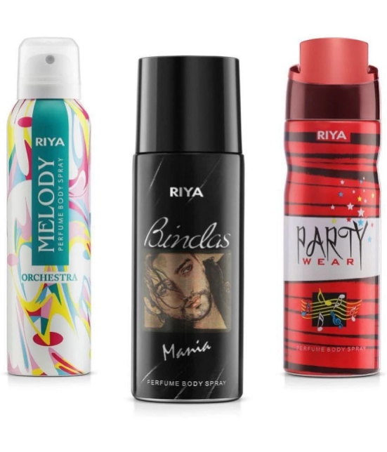 Riya Melody Orchestra & Bindas & Party Wear Perfume Body Spray for Unisex 150 ml ( Pack of 3 )