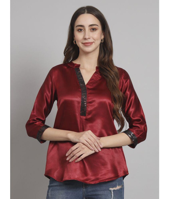 Curvydrobe Maroon Satin Women's A-Line Top ( Pack of 1 ) - None