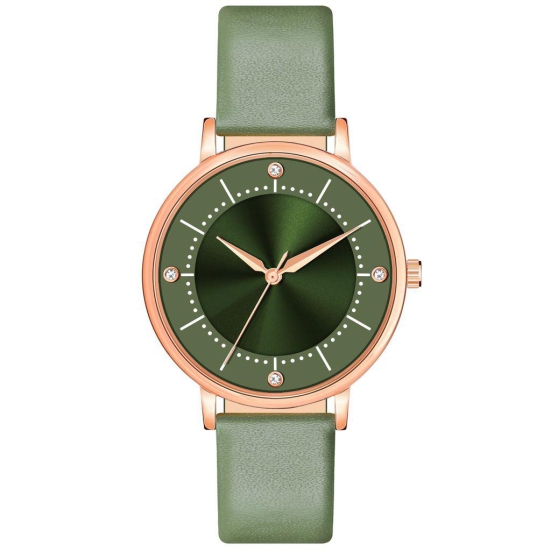 Loretta MT-513 Green Leather Belt Slim Dial Women & Girls Watch