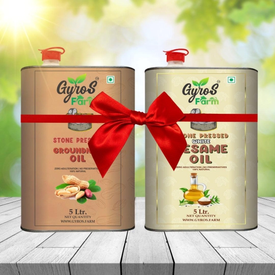 Stone Cold Pressed Groundnut and Sesame Oil Combo | 5L + 5L | zero Adulteration | Sieve Filtered-5 Liter + 5 Liter