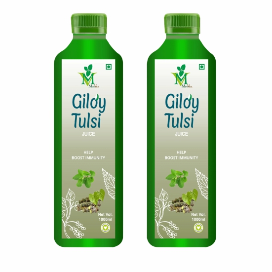 Mint veda 100% Natural Herbal Giloy Tulsi Juice | Fresh Giloy and Tulsi to Boost Immunity | No added Sugar Healthy Giloy Tulsi Juice, 1Lite Pack of 2