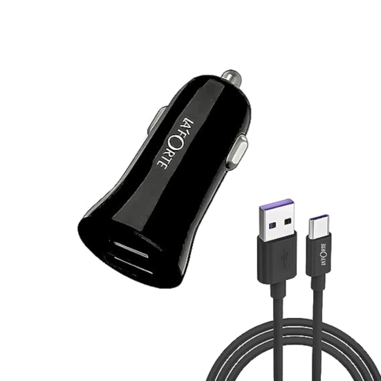 LA FORTE Mobile Dual Port Car Charger With C Type Cable