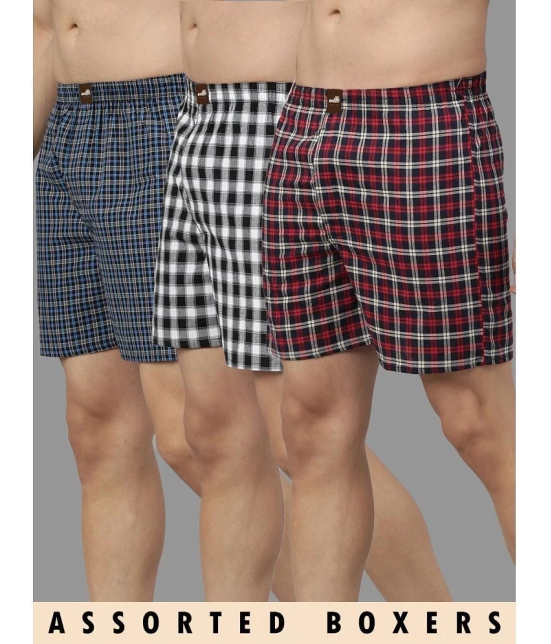 broon Multicolor BOXER SHORTS Cotton Men's Boxer- ( Pack of 3 ) - None