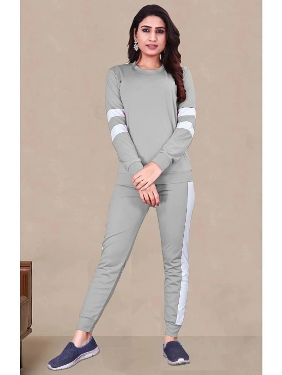 DTR FASHION Grey Cotton Blend Colorblock Tracksuit - Pack of 1 - None