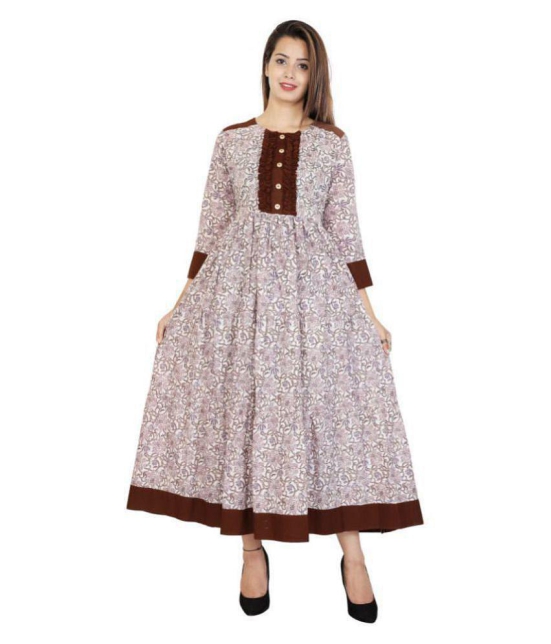 Rangun - Brown Cotton Blend Women's Flared Kurti ( Pack of 1 ) - M