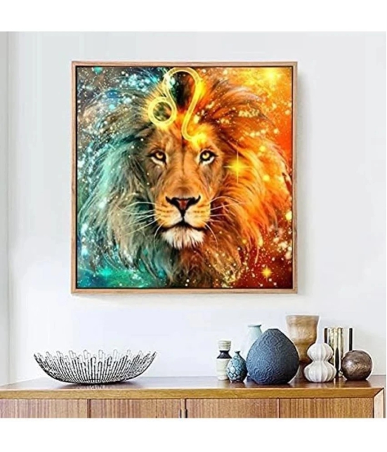 GEEO DIY 5D Moon Diamond Lion River Bridge Painting Kit,Drill Rhinestone Embroidery Cross Stitch Art Kit Wall Hangings Night Scene for Home Wall Decor Arts Craft (5D Lion Painting Kit)