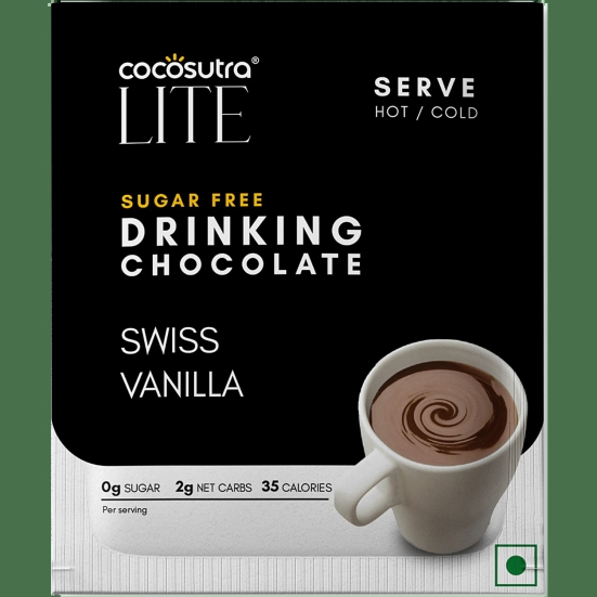 Cocosutra Lite Sugar Free Drinking Chocolate Mix - Swiss Vanilla, 20 gms