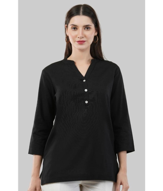 PPTHEFASHIONHUB Rayon Solid Straight Womens Kurti - Black ( Pack of 1 ) - None