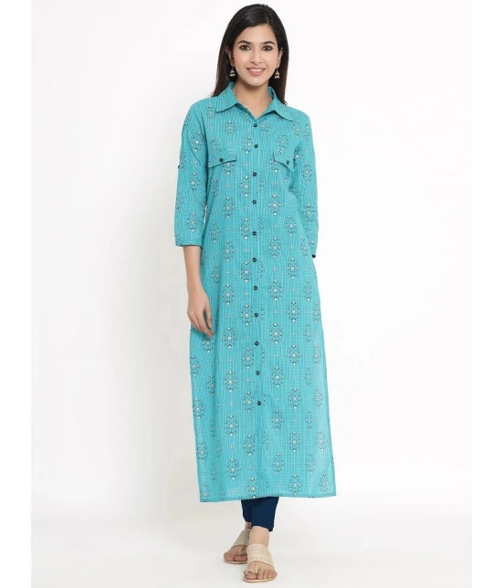 Kbz - Turquoise Rayon Womens Straight Kurti ( Pack of 1 ) - None