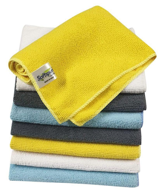 SOFTSPUN Microfiber Cleaning Cloths, 8 pcs 30x40cms 280GSM Multi-Color Highly Absorbent, Lint and Streak Free, Multi - Purpose Wash Cloth for Kitchen, Car, Window, Stainless Steel