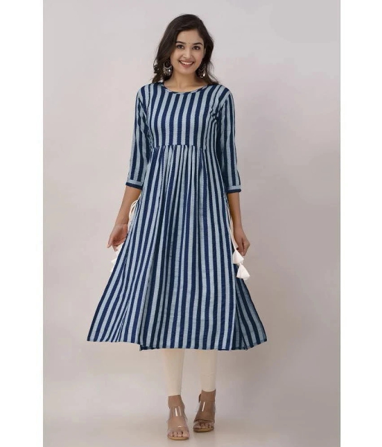 Kapadia Rayon Striped Nayra Womens Kurti - Navy ( Pack of 1 ) - None