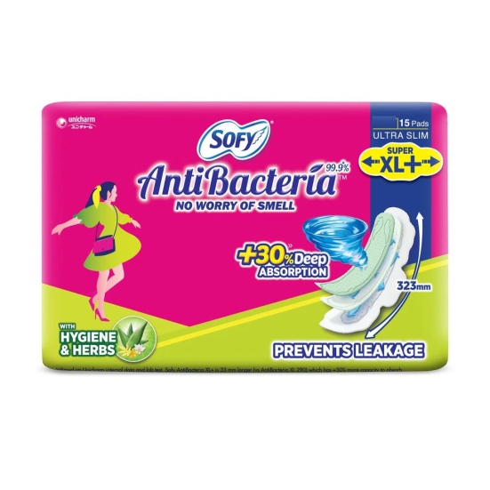 Sofy Antibacterial Xl+ Sanitary Pad 15pcs