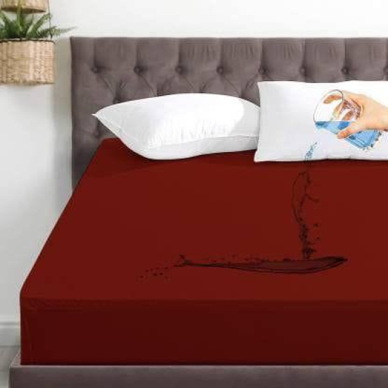 Rajasthan Crafts Cotton Terry Ultra Soft Waterproof Mattress Protector| Fits Upto 8 inch Bed | Breathable - Hypoallergenic Mattresses Cover (78x60 inch | 6.5x5 feet, Maroon)