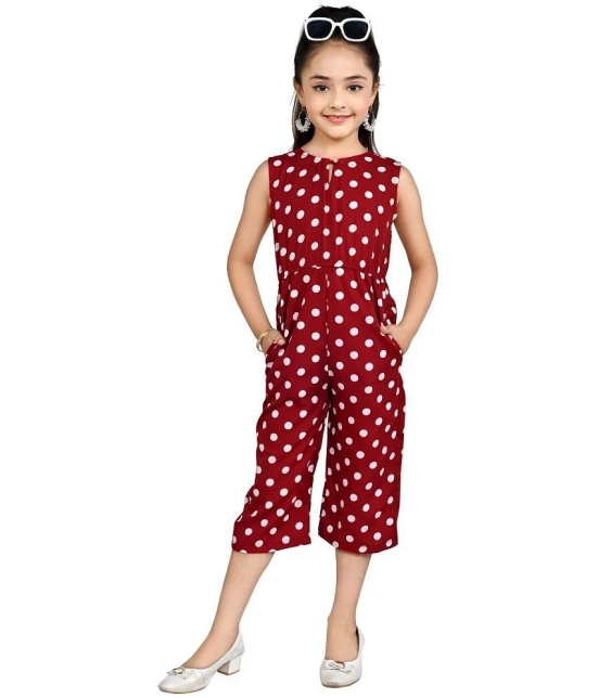 Arshia Fashions - Maroon Crepe Girls Capri Jumpsuit ( Pack of 1 ) - None