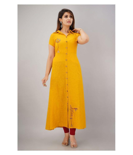 SVARCHI Yellow Cotton A-line Kurti - XL