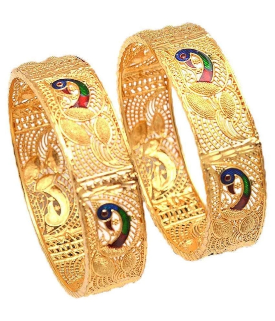 Jewar Mandi Golden Brass Bangle Set Of 2 - 2.4