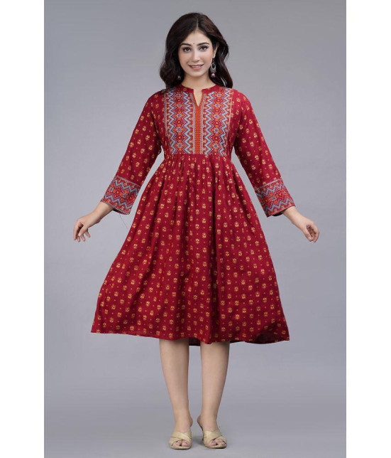 Smien - Maroon Rayon Women's Anarkali Kurti ( Pack of 1 ) - None