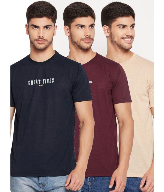 UBX - Maroon Cotton Blend Regular Fit Mens T-Shirt ( Pack of 3 ) - None