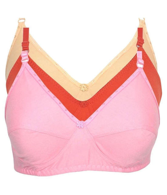 Kiran Enterprises Pack of 3 Cotton Non Padded Womens Everyday Bra ( Multi Color ) - 30B