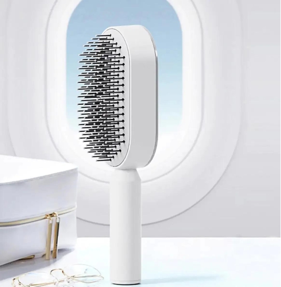 Self Cleaning Hair Brush-White