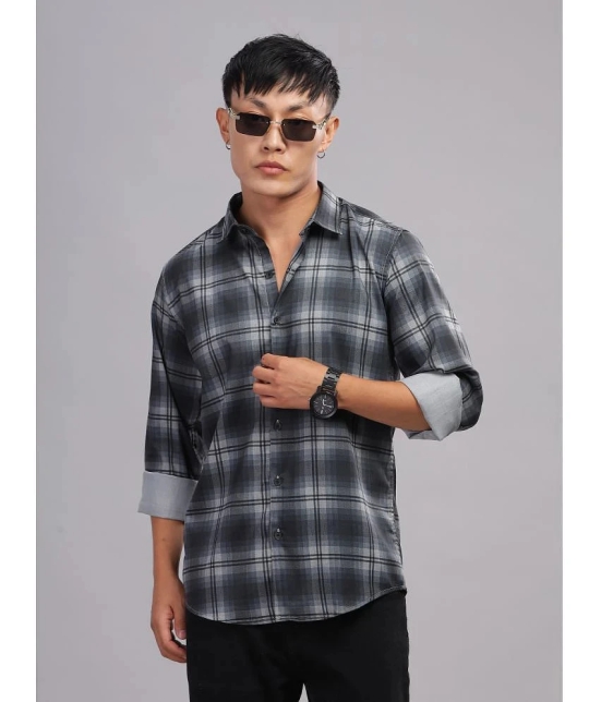 Paul Street Polyester Slim Fit Checks Full Sleeves Mens Casual Shirt - Black ( Pack of 1 ) - None