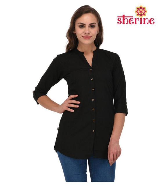 Pistaa Black Cotton Straight Kurti - L