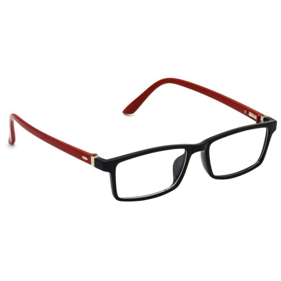 Hrinkar Trending Eyeglasses: Red and Black Rectangle Optical Spectacle Frame For Men & Women |HFRM-BK-RD-15