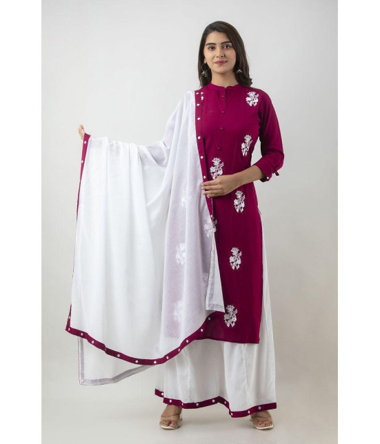 MAUKA - Maroon Straight Rayon Women''s Stitched Salwar Suit ( Pack of 1 ) - None