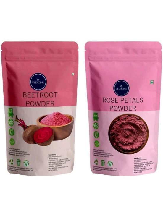 Vedicine 100% Natural & Beetroot Powder and Rose Petal Powder For Face Pack And Hair Pack (200 g)