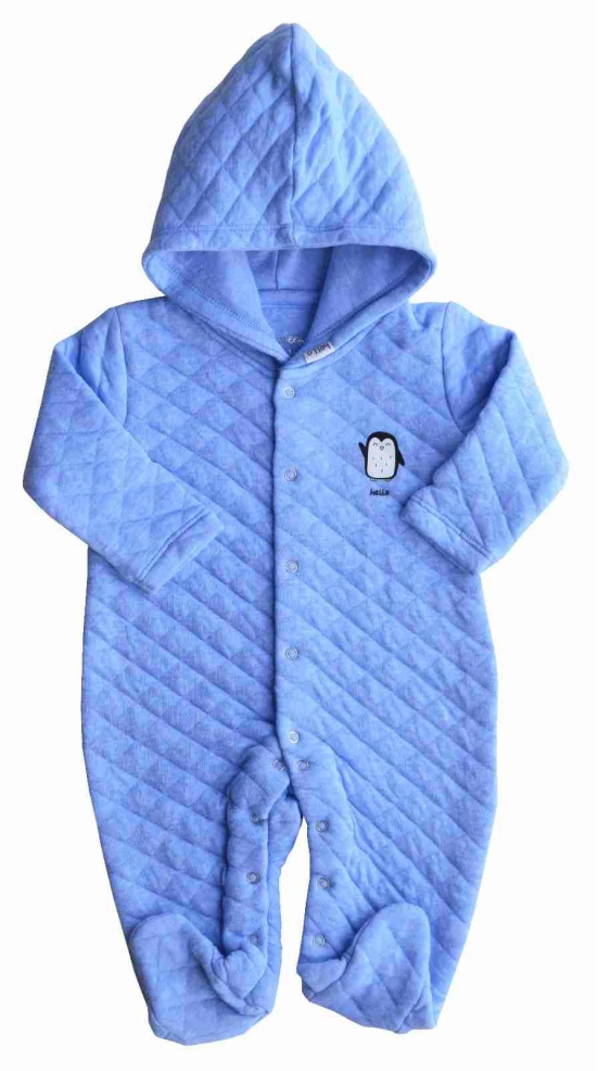 Blue Quilted Full Sleeper/Romper with Feet (Quilt)