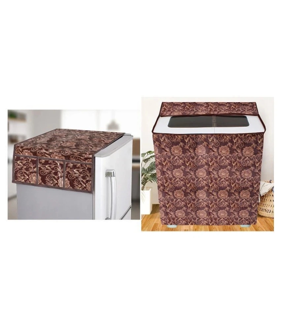 E-Retailer Set of 2 PVC Brown Washing Machine Cover for Universal Semi-Automatic - Brown